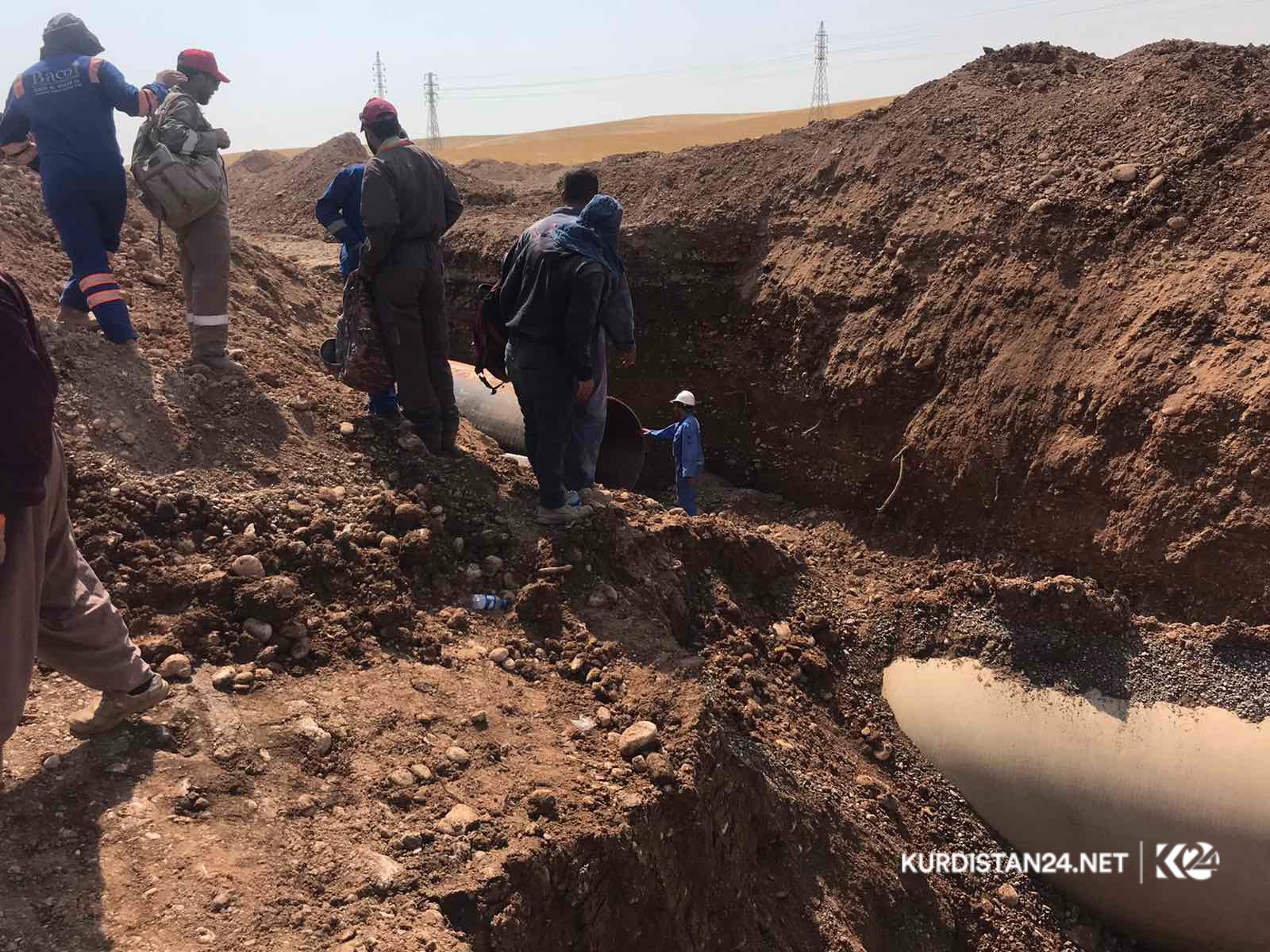 بەوێنە... چاککردنەوە و گۆڕینی ئاراستەی بۆڕییە شکاوەکەی هەولێر